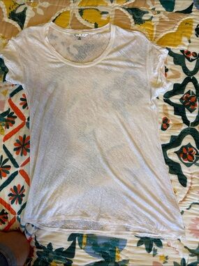 CAbi White Linen Sheer Short Sleeve Tee